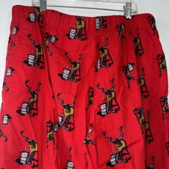 Old Navy Red Reindeer Print Pajama Pants Size Large Drawstring Waist - Picture 7 of 9